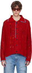Andersson Bell Red Spread Collar Cardigan