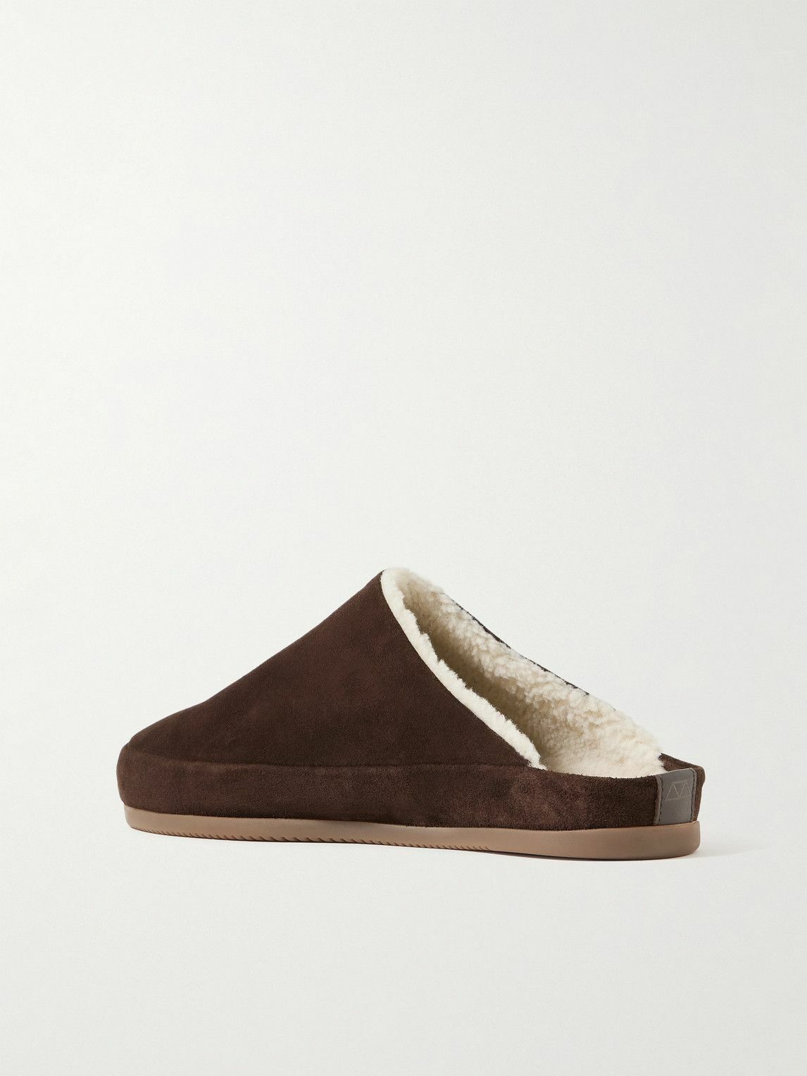 Mulo - Shearling-Lined Suede Slippers - Brown