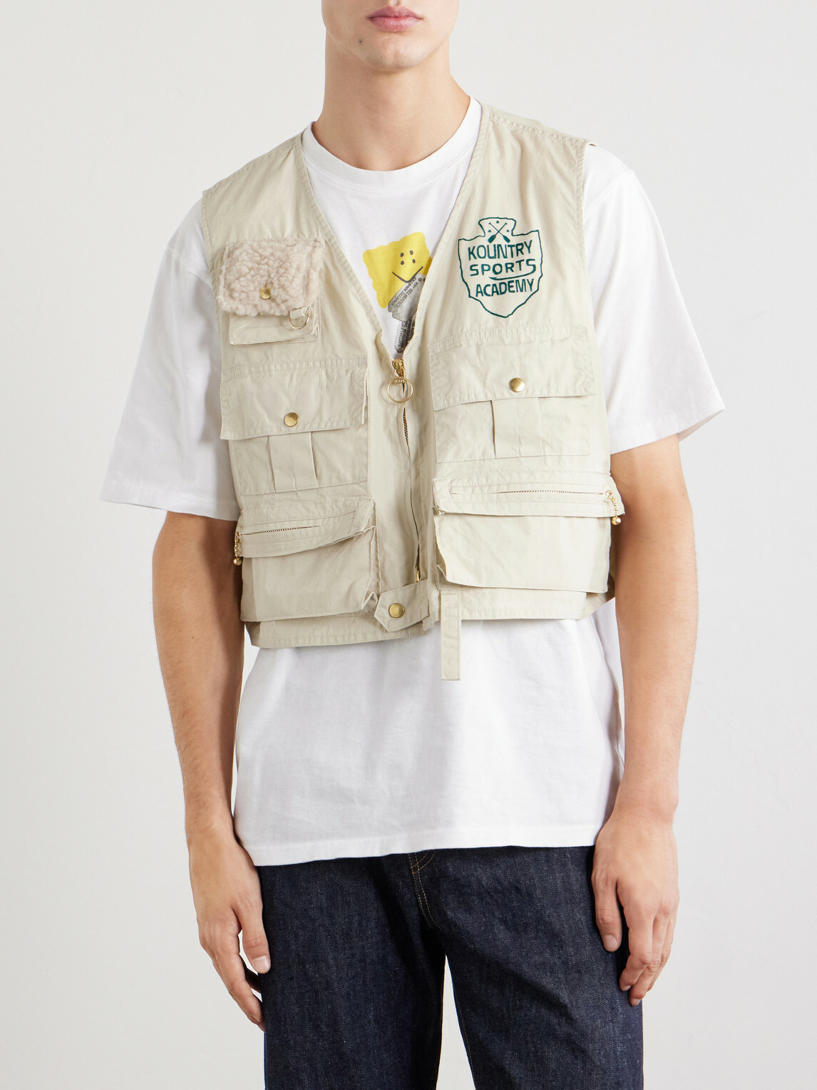 KAPITAL - Cropped Cotton-Blend Poplin Vest - Neutrals