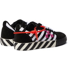 Off-White - Striped Canvas and Suede Sneakers - Black