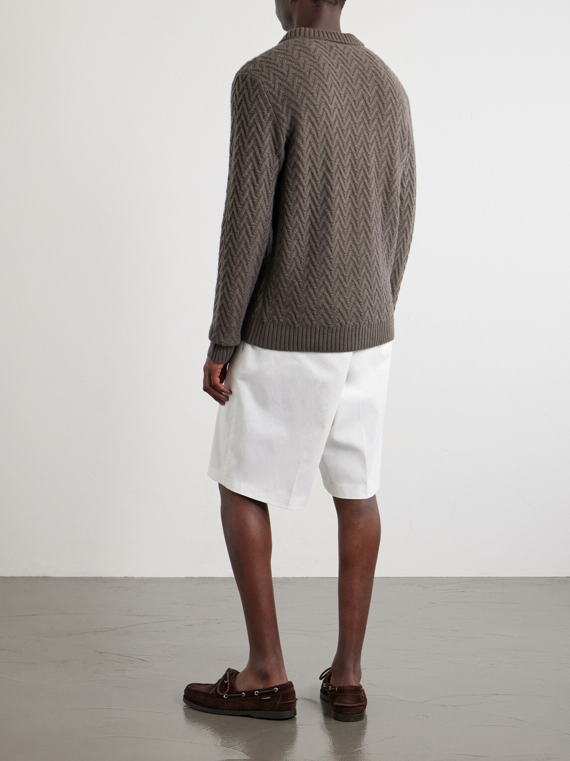 Mr P. - Wool and Cashmere-Blend Jacquard Polo Shirt - Brown