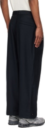 Maharishi Black 6058 Asymmetrical Wool Pleated Trousers