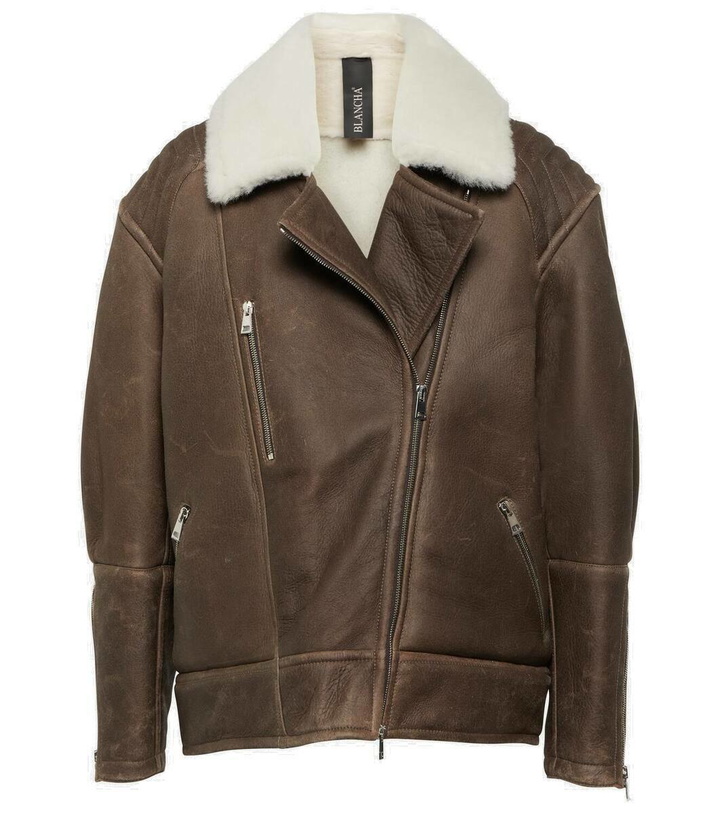 Photo: Blancha Shearling-trimmed leather jacket