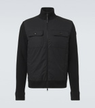 Moncler Virgin wool and suede zip-up down cardigan