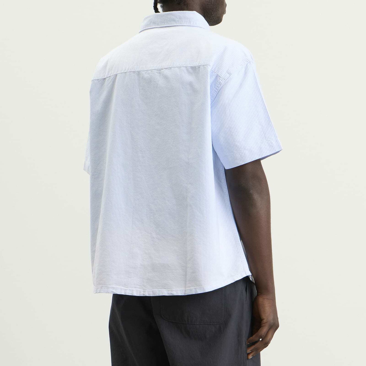 Bram's Fruit Men's Distressed Oxford Shortsleeve Shirt in Light Blue