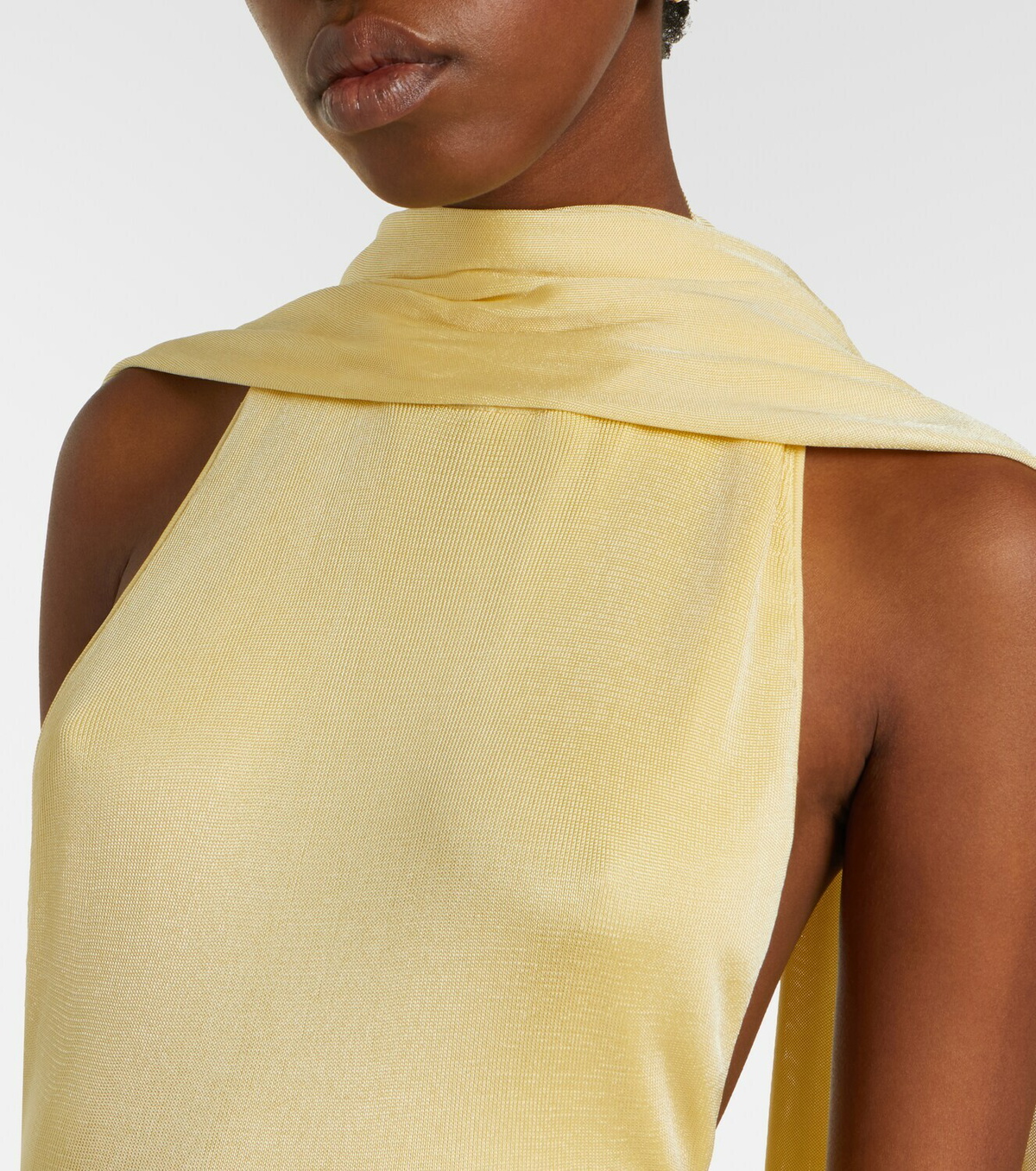 Self-Portrait Scarf-detail knitted maxi dress