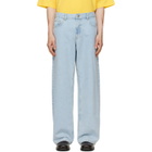 Palm Angels Blue Curved Logo Loose Jeans