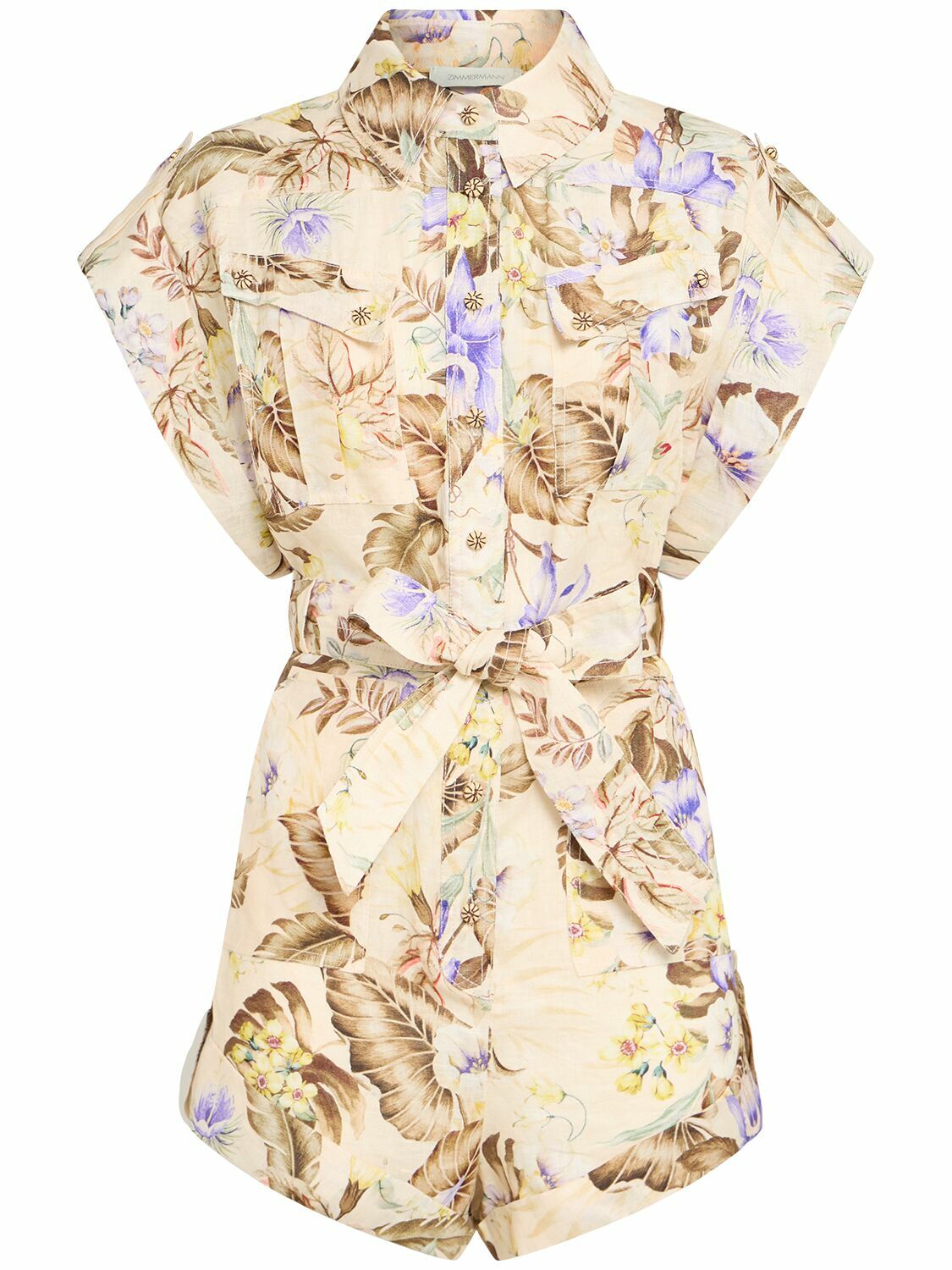 セットアップ ZIMMERMANN ACACIA PRINTED LINEN PLAYSUIT Acacia belted floral-print linen playsuit ZIMMERMANN da