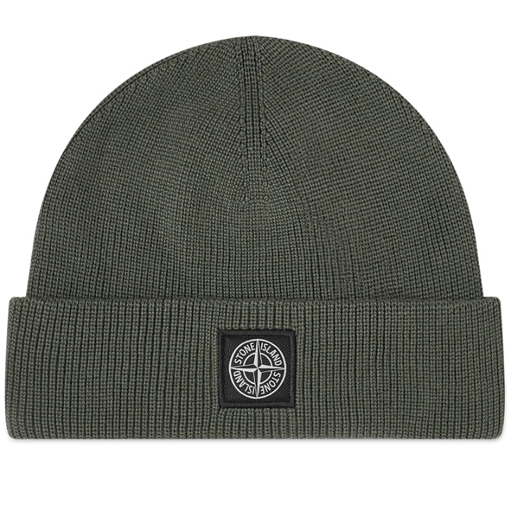 Photo: Stone Island Men's Knitted Patch Beanie in Musk