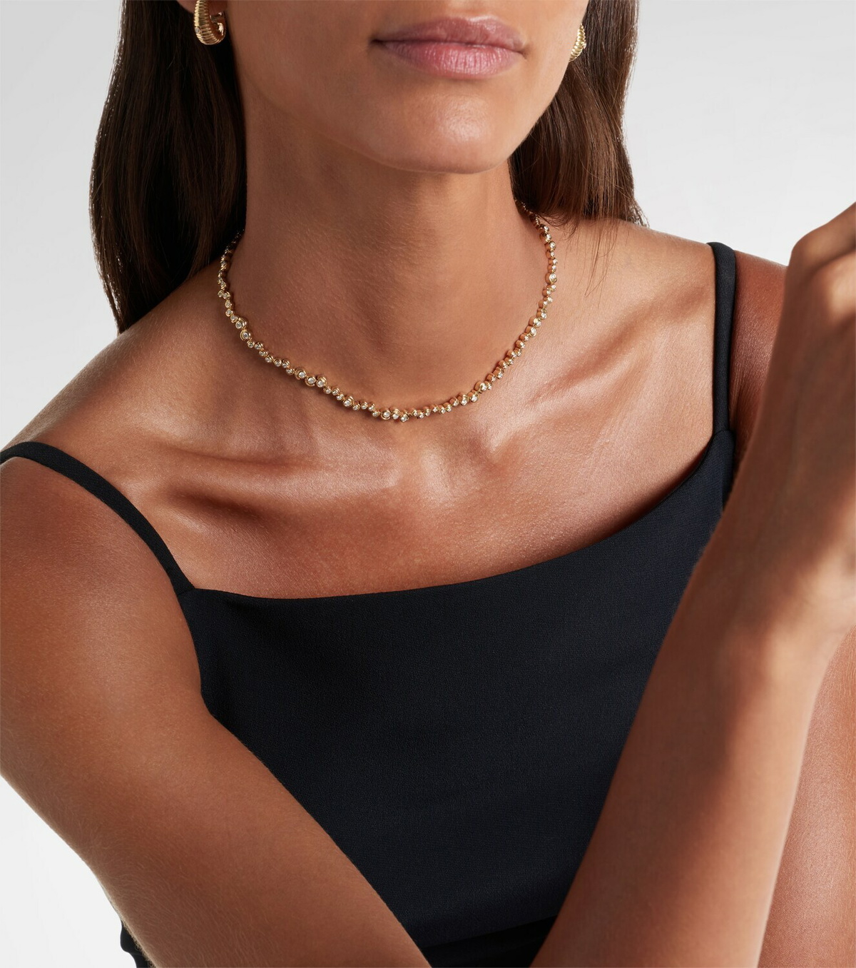 Yvonne Léon Collier Riviere Escargots 9kt gold necklace with diamonds