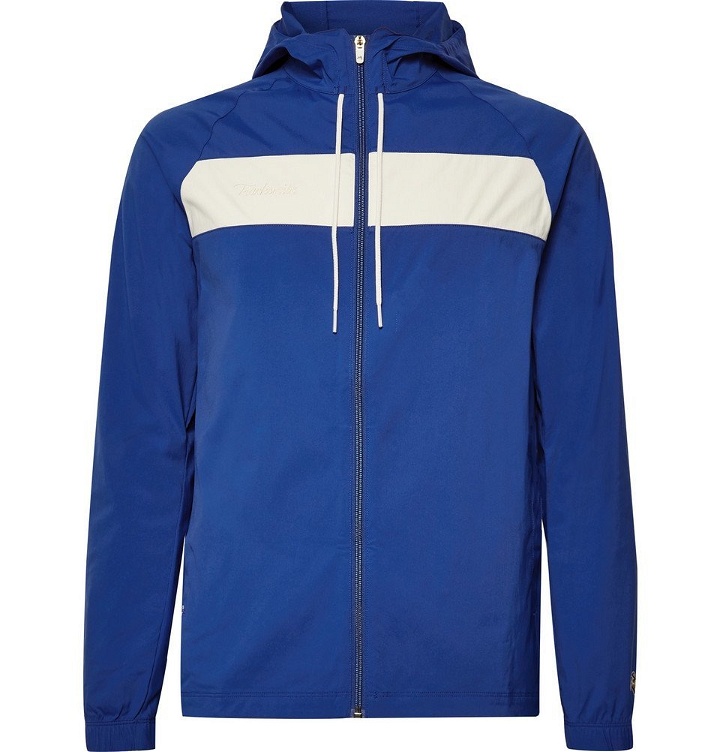 Photo: Tracksmith - Logan Embroidered Schoeller Hooded Jacket - Blue