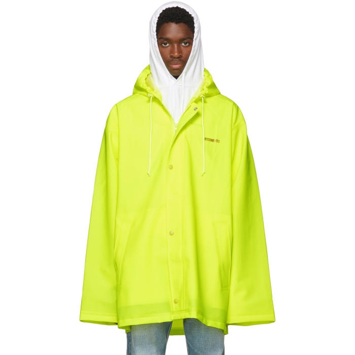 Photo: Vetements Yellow Short Logo Raincoat