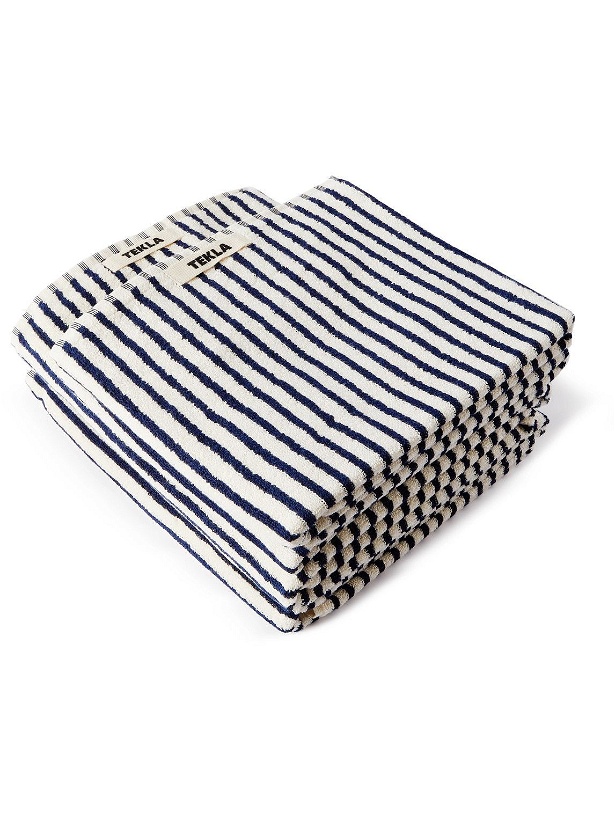 Photo: TEKLA - Set of Four Striped Organic Cotton-Terry Towels