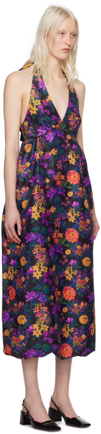 Kika Vargas Black Ivy Midi Dress