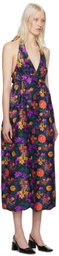 Kika Vargas Black Ivy Midi Dress