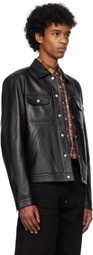 Dsquared2 Black Boxy Jean Leather Jacket