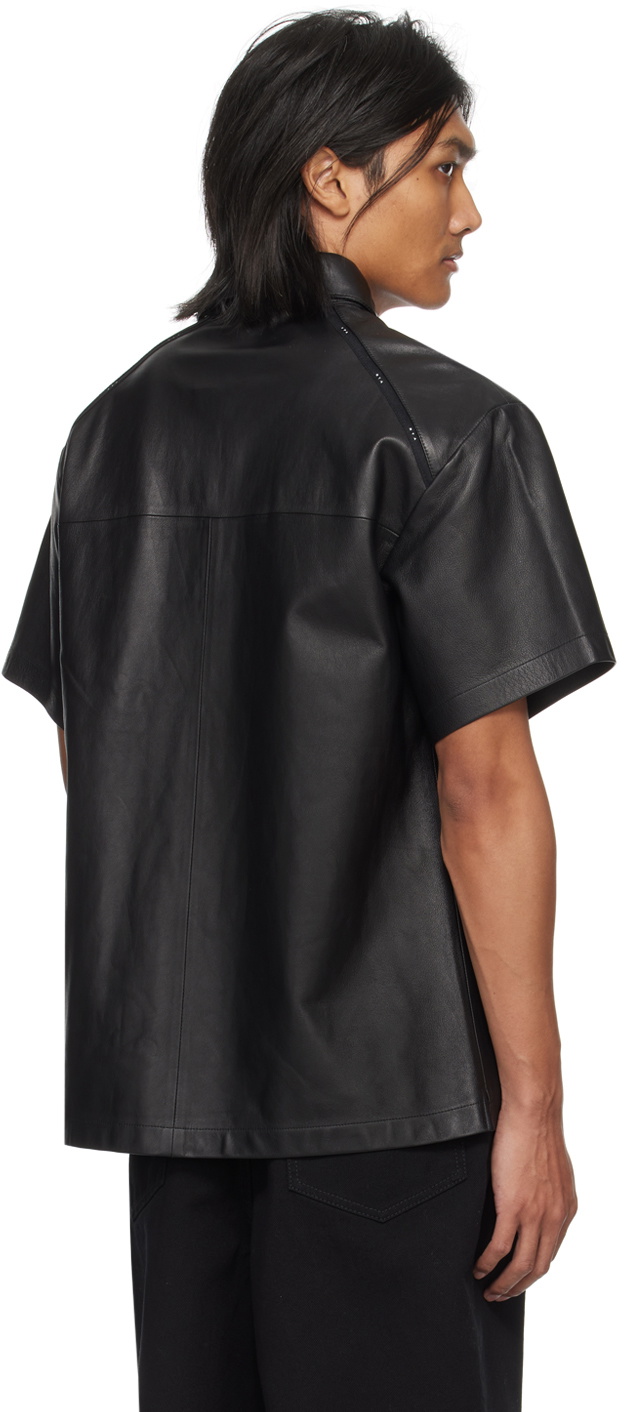 RTA Black Pocket Leather Shirt