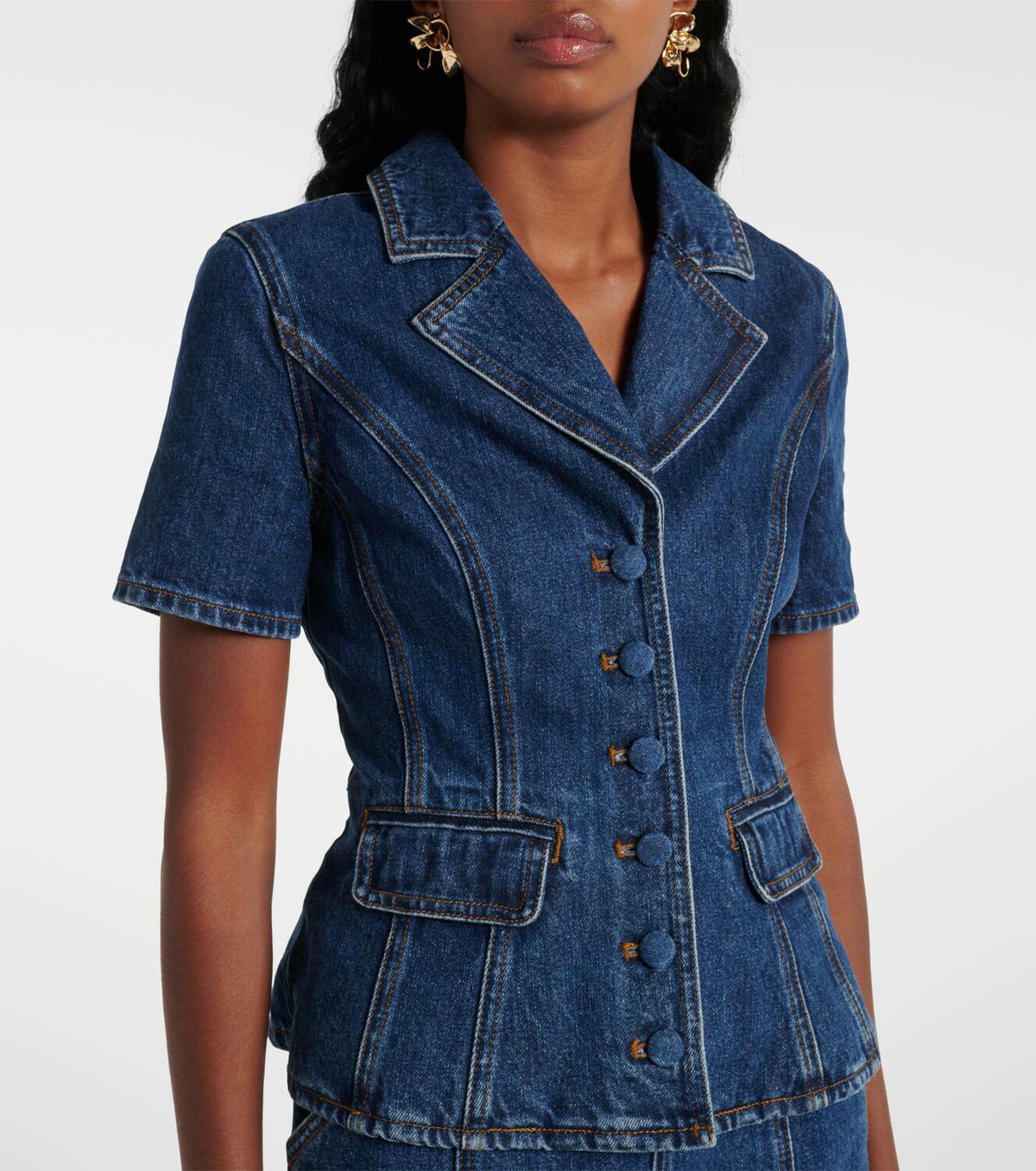 SELF-PORTRAIT ワンピース デニム Flared denim midi 964011 Self-Portrait Flared denim midi dress Self-Portrait