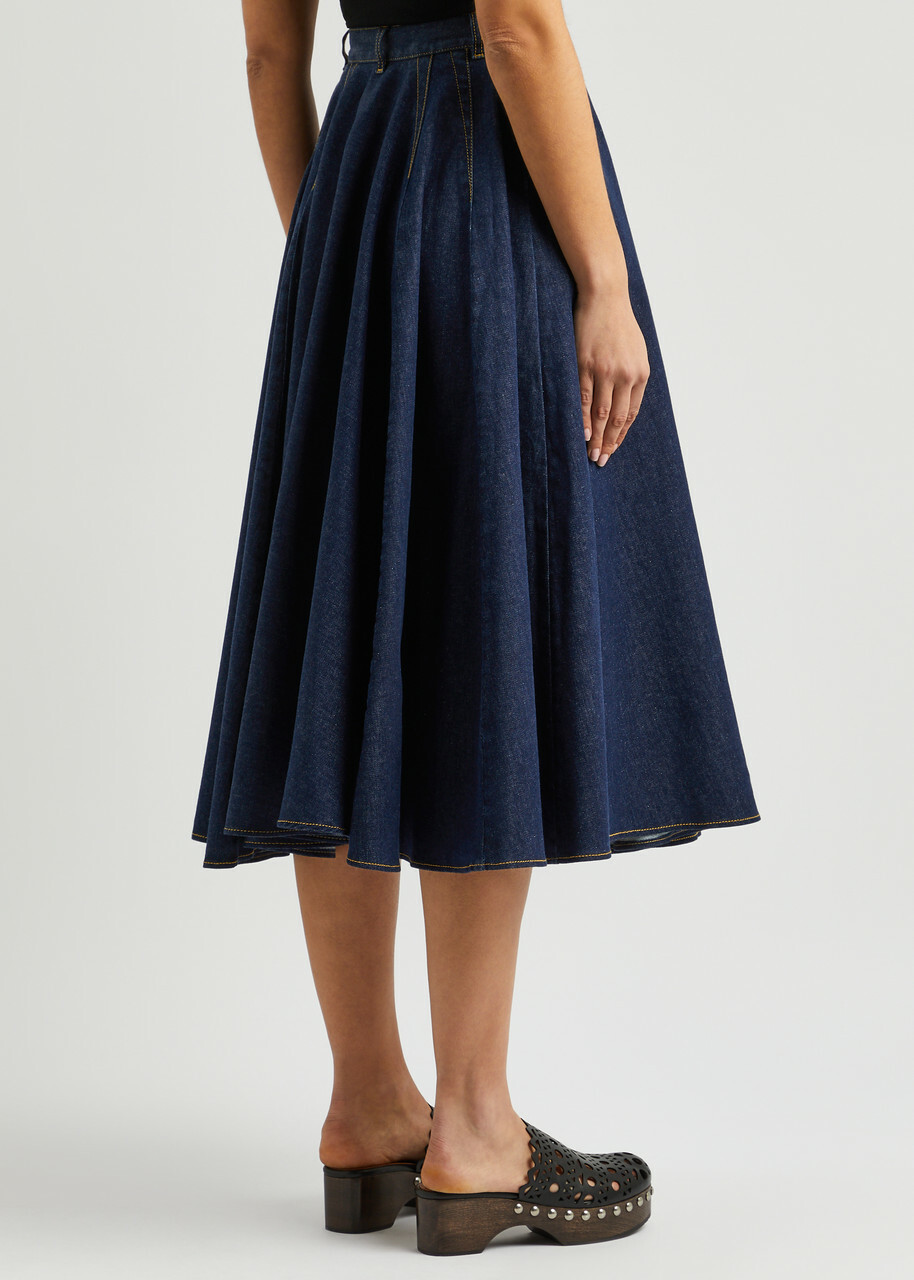 スカート Alaia Denim midi skirt with knitted sash Alaïa Denim midi skirt with knitted sash | TheDoubleF