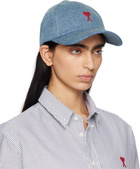 AMI Paris Blue Cotton Ami de Coeur Embroidery Cap