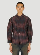 Crease Effect Check Shirt in Black