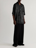 Acne Studios - Oversized Convertible-Collar Satin-Jacquard Shirt - Black