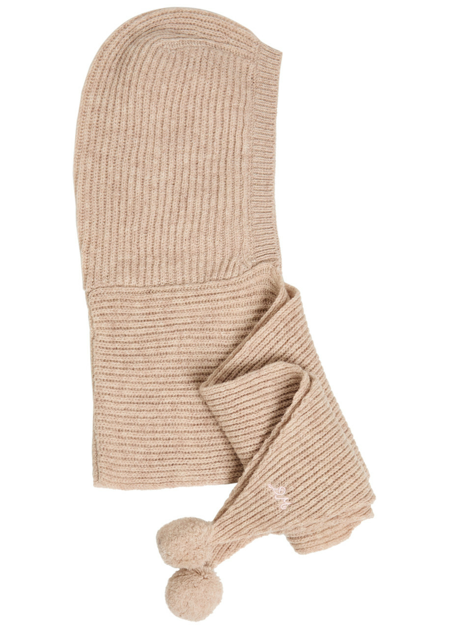 Damson Madder Pom-pom Knit Hood - Beige - One Size