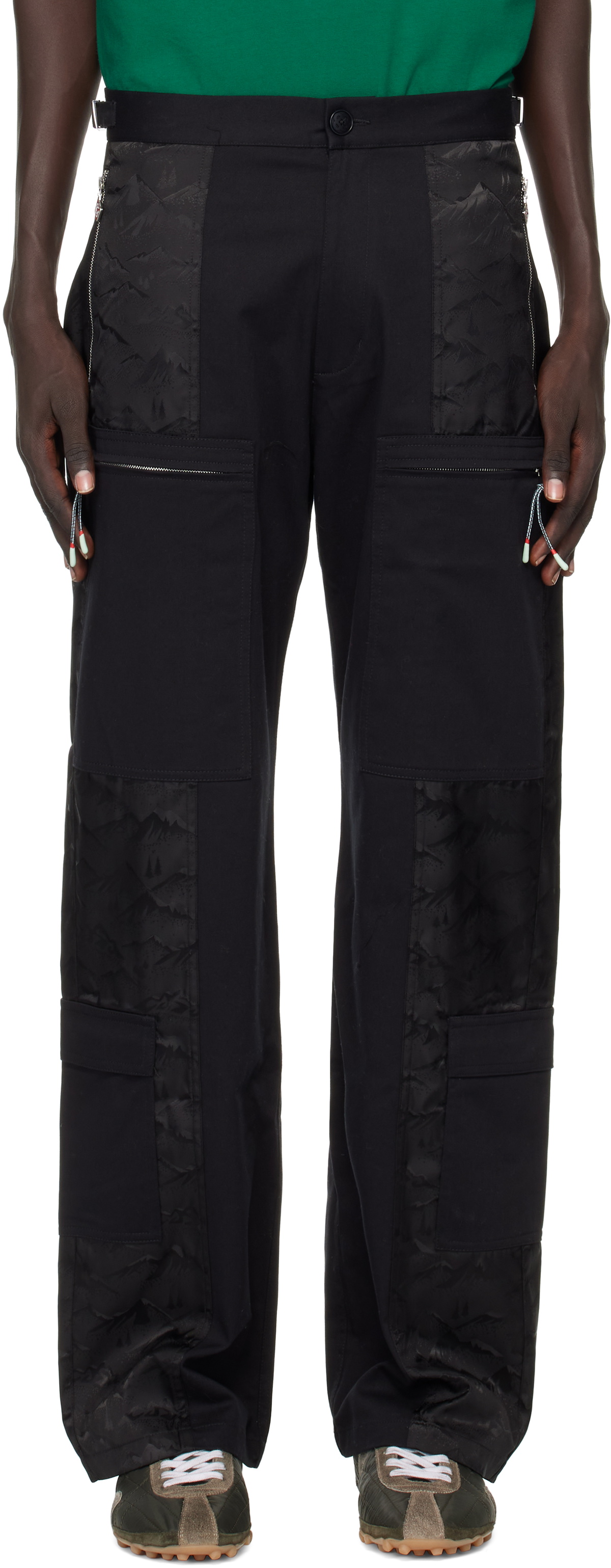 Casablanca Black Nylon Mountain Camo Cargo Pants
