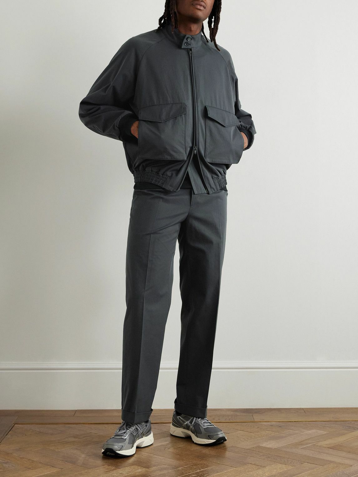 Kaptain Sunshine - Straight-Leg Pleated Cotton-Gabardine