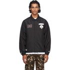 AAPE by A Bathing Ape Black Graphic Coach Jacket