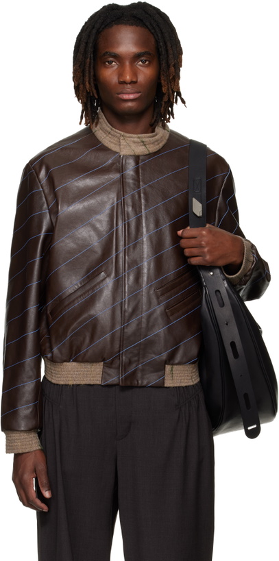 Photo: Kiko Kostadinov Brown Tarhos Leather Jacket