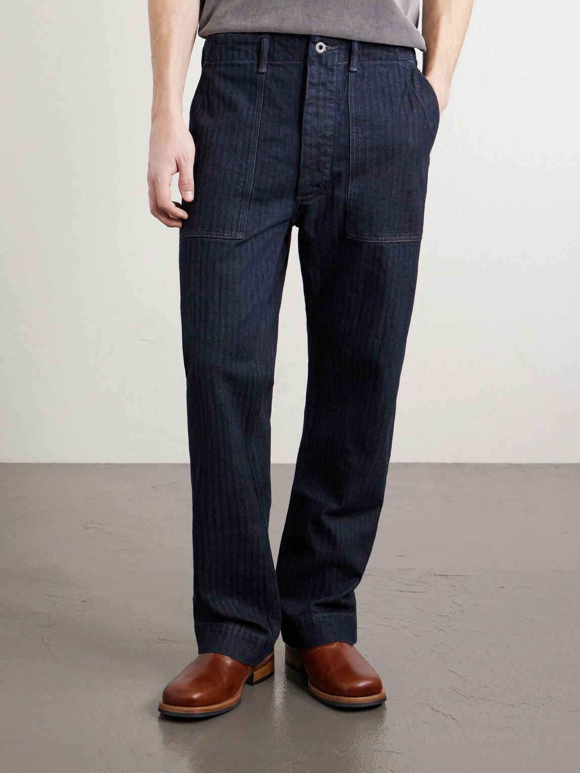 RRL - Herringbone Straight-Leg Jeans - Blue