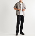 Stüssy - Camp-Collar Striped Waffle-Knit Cotton Shirt - Gray