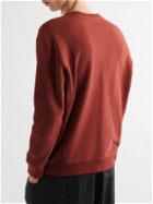 SAINT LAURENT - Embroidered Cotton-Jersey Sweatshirt - Red