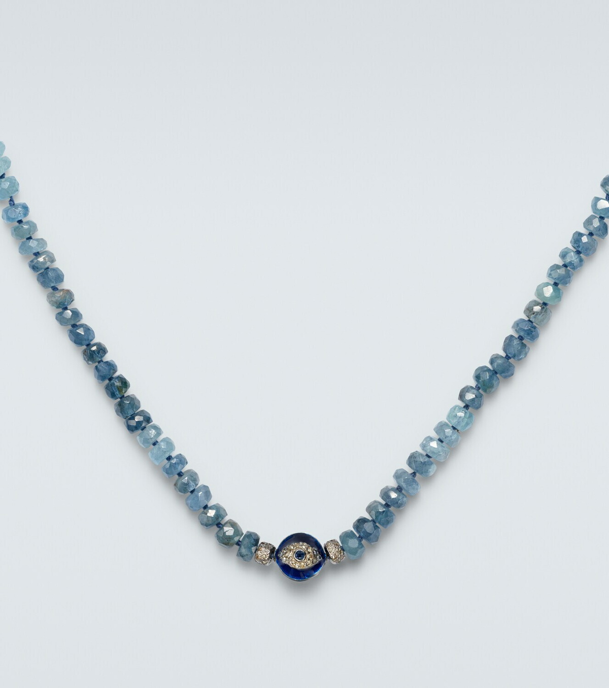 Ileana Makri Sterling silver (925) beaded necklace with gemstones