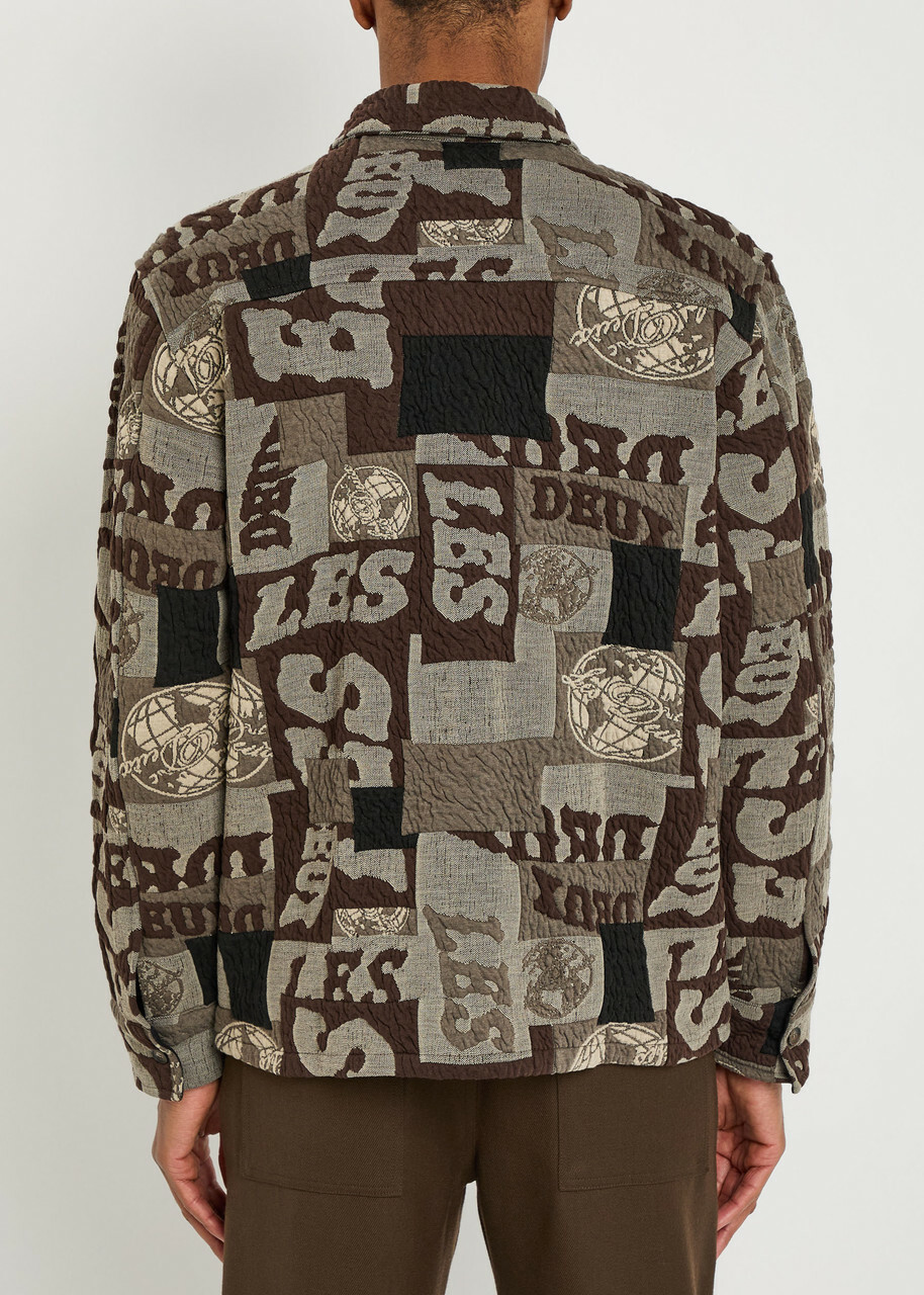 Les Deux Kaleb Patchwork-jacquard Woven Overshirt Black