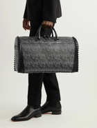 Christian Louboutin - Sneakender Studded Rubber-Trimmed Textured-Leather Weekend Bag