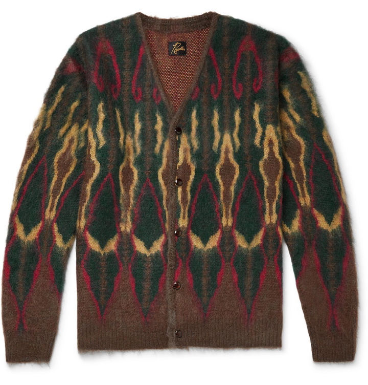 Photo: Needles - Intarsia Mohair-Blend Cardigan - Brown