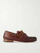 Yuketen - Italian Hex Eye Leather Boat Shoes - Brown
