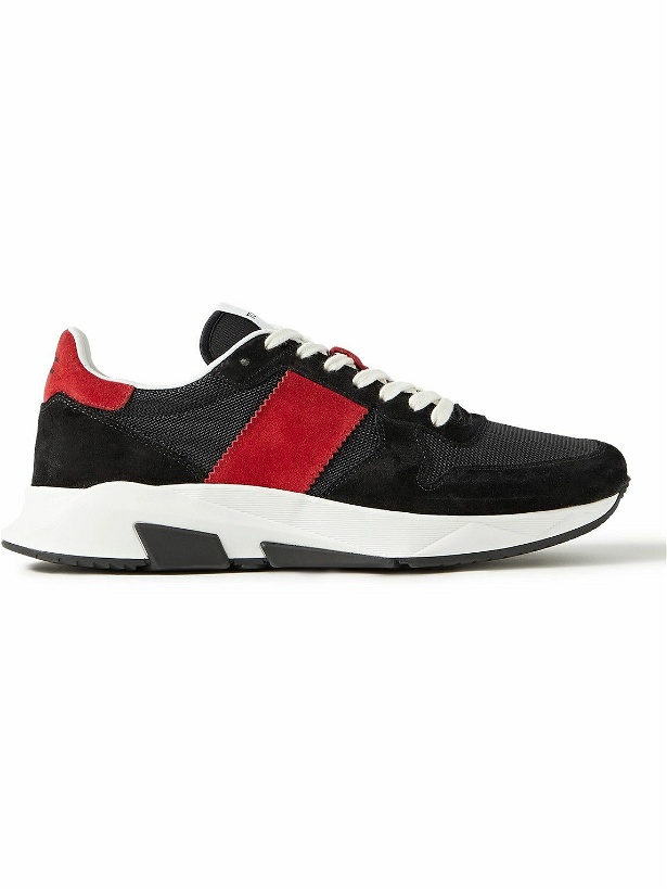 Photo: TOM FORD - Jagga Suede and Mesh Sneakers - Black
