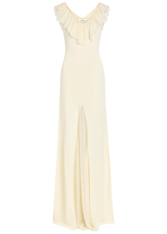 Photo: Aya Muse Rowan Ruffled Fine-knit Maxi Dress White