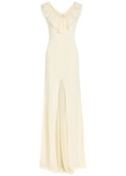 Aya Muse Rowan Ruffled Fine-knit Maxi Dress White