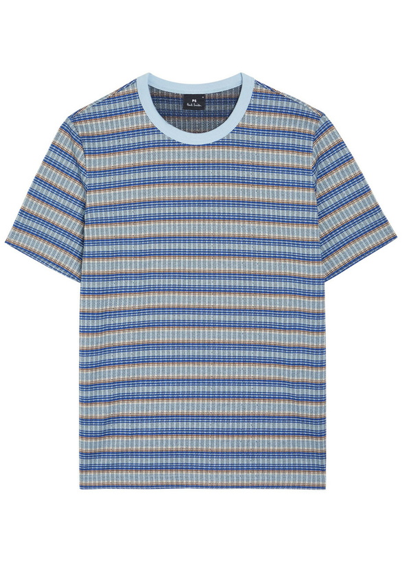 Photo: PS Paul Smith Striped Cotton-blend T-shirt Light Blue