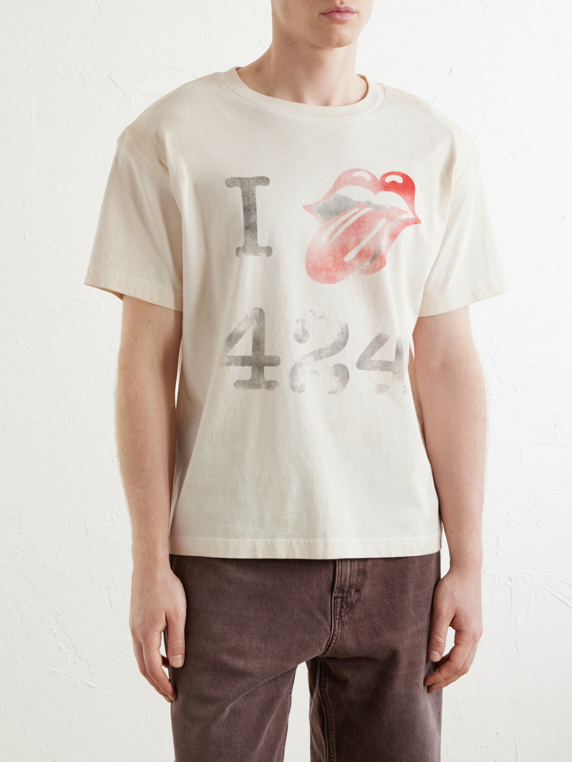 424 - I Love 424 Printed Cotton-Jersey T-Shirt - Neutrals