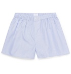 Sunspel - Striped Sea Island Cotton-Poplin Boxer Shorts - Blue