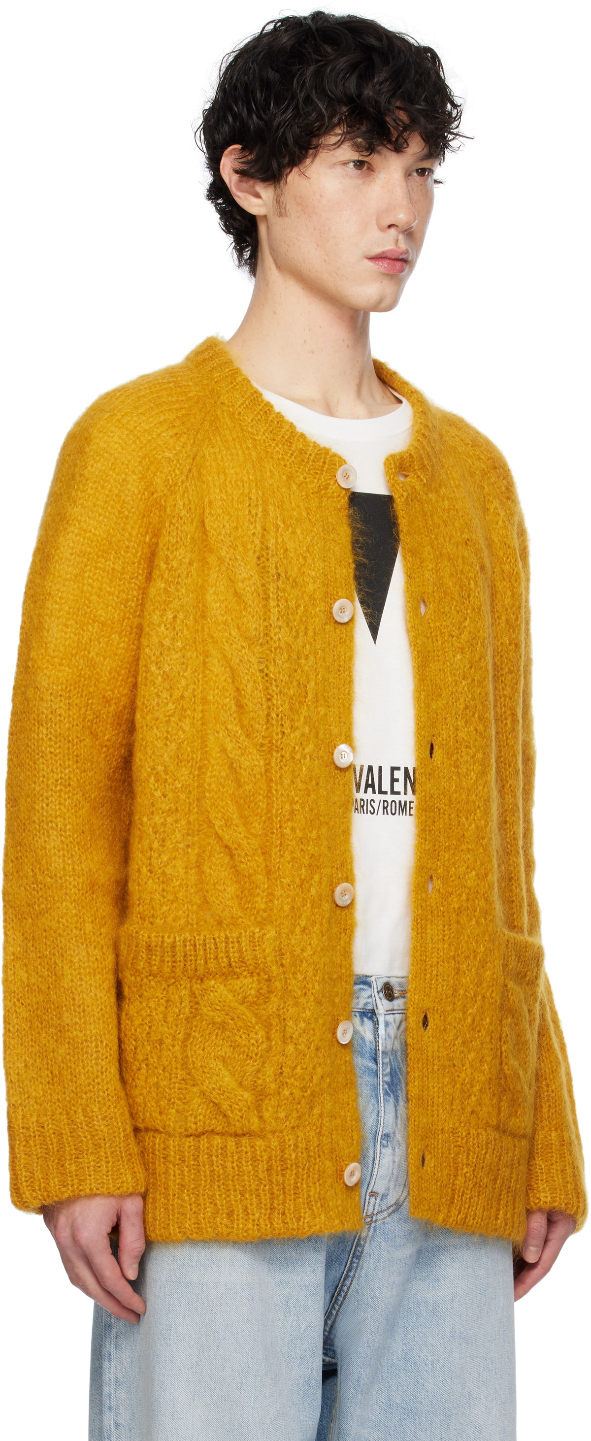 Valentino Yellow Mohair Cardigan