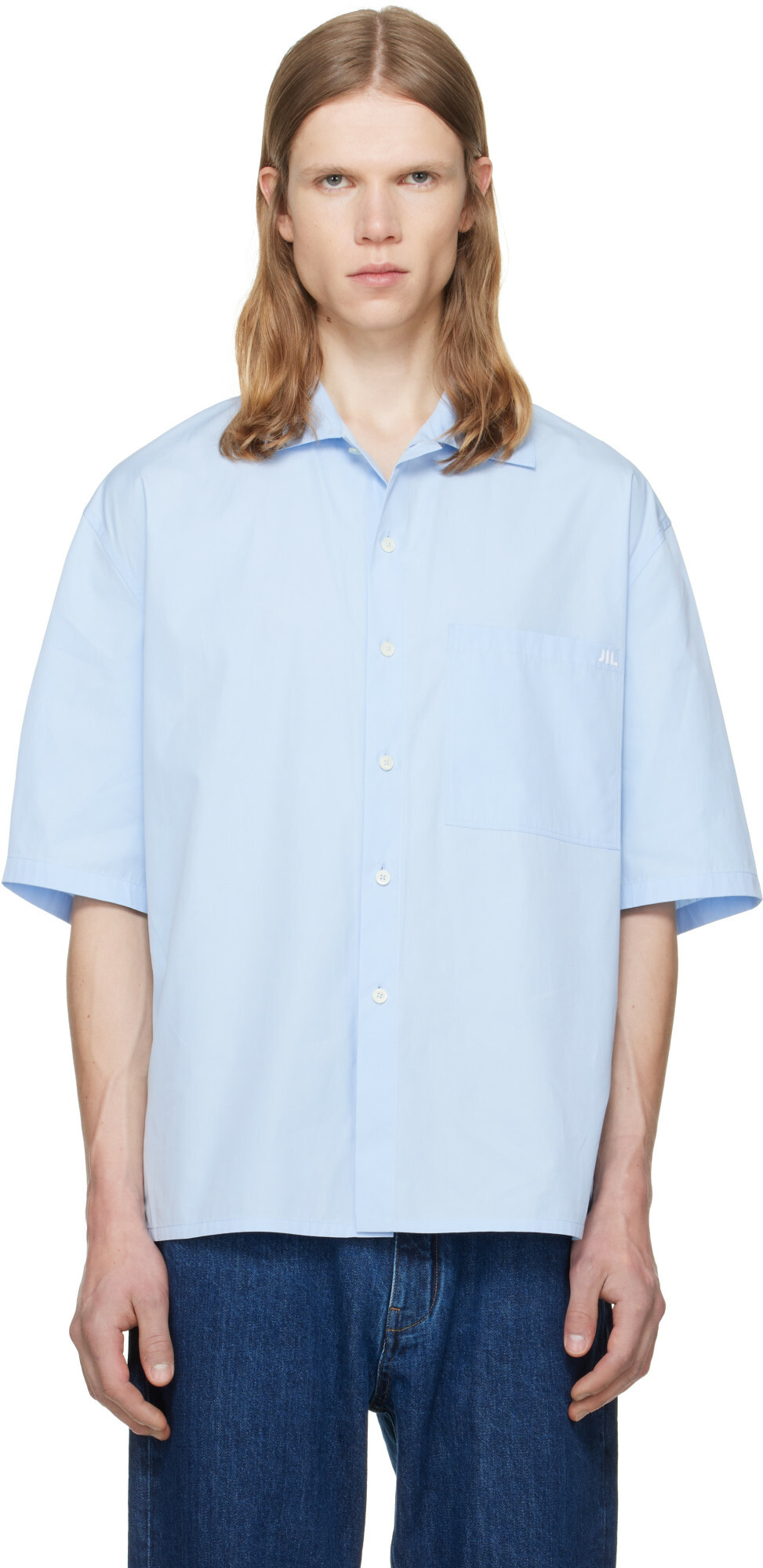 Jil Sander Blue Lightweight Cotton Poplin Shirt