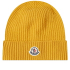 Moncler Men's Logo Beanie in Yellow