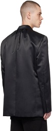 We11done Black Shirring Single-Breasted Blazer