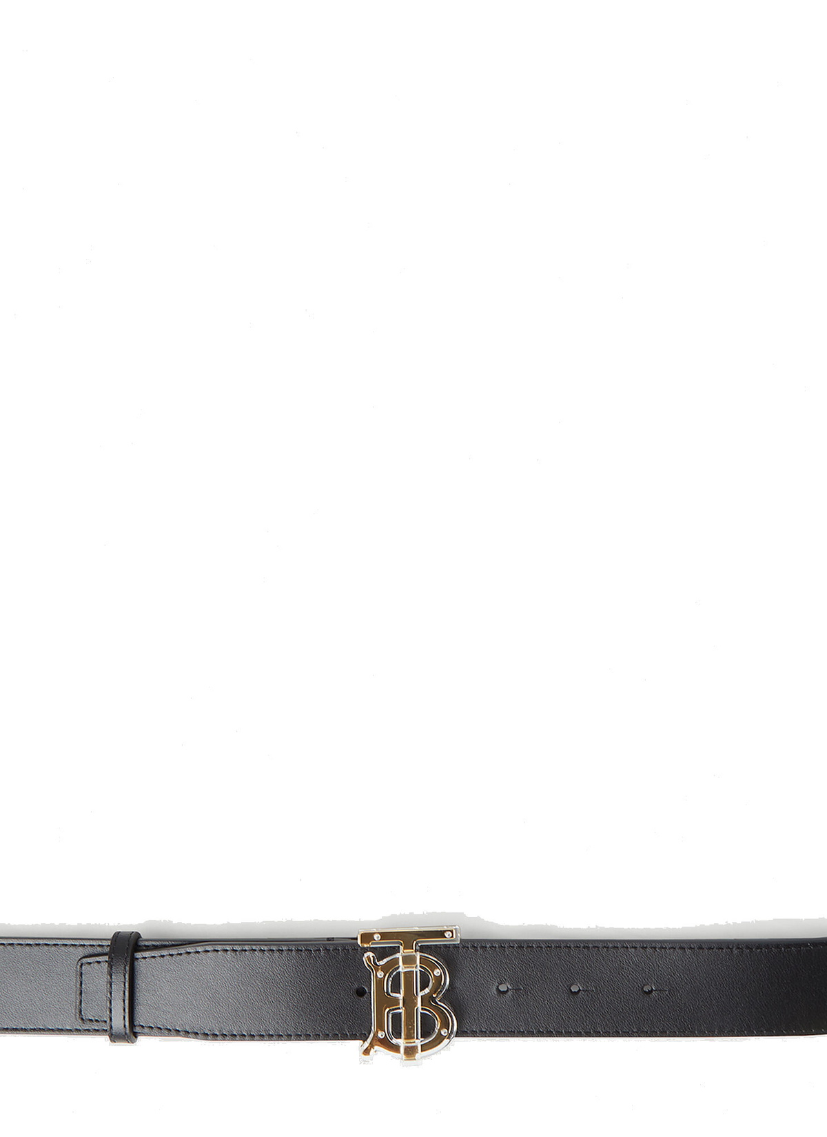 Burberry Tb Monogram Plaque Buckle Belt in Black